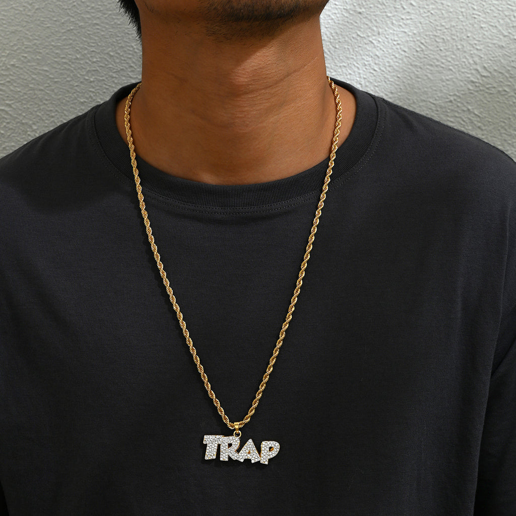 Simple and unique necklace with letters and diamonds