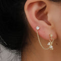 Cute bear and star ear cuff chain