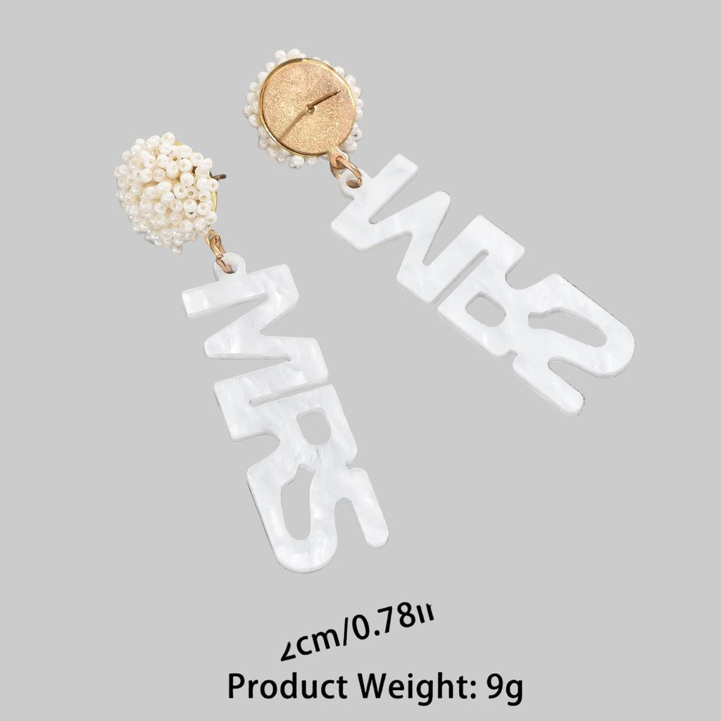 Acrylic English letter earrings