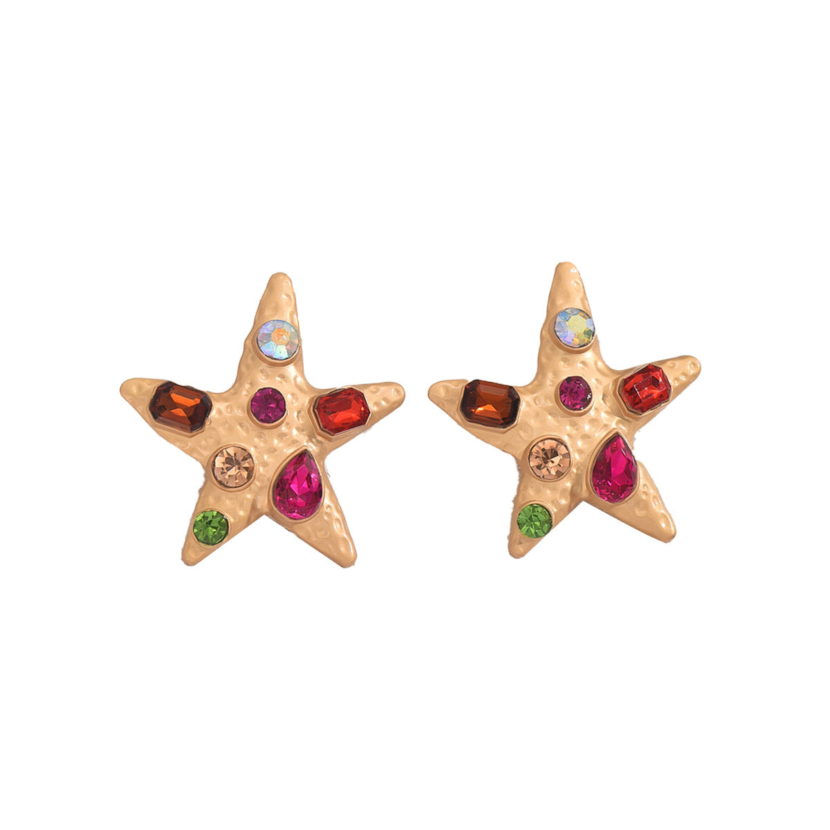 Star-shaped colored diamond earrings