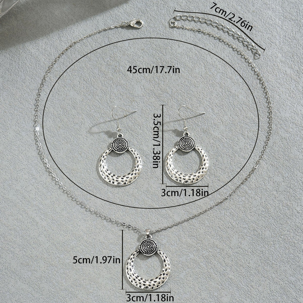 Vintage Bohemian Hoop Necklace and Chic Earring Set