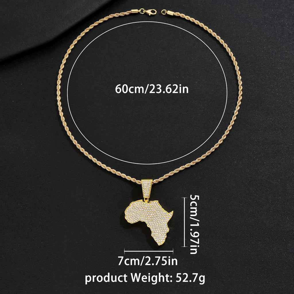 Personalized map pendant Cuban necklace for men