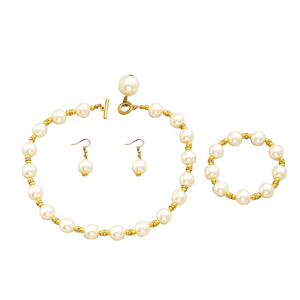 Mother-of-pearl earrings, necklace, and bracelet set