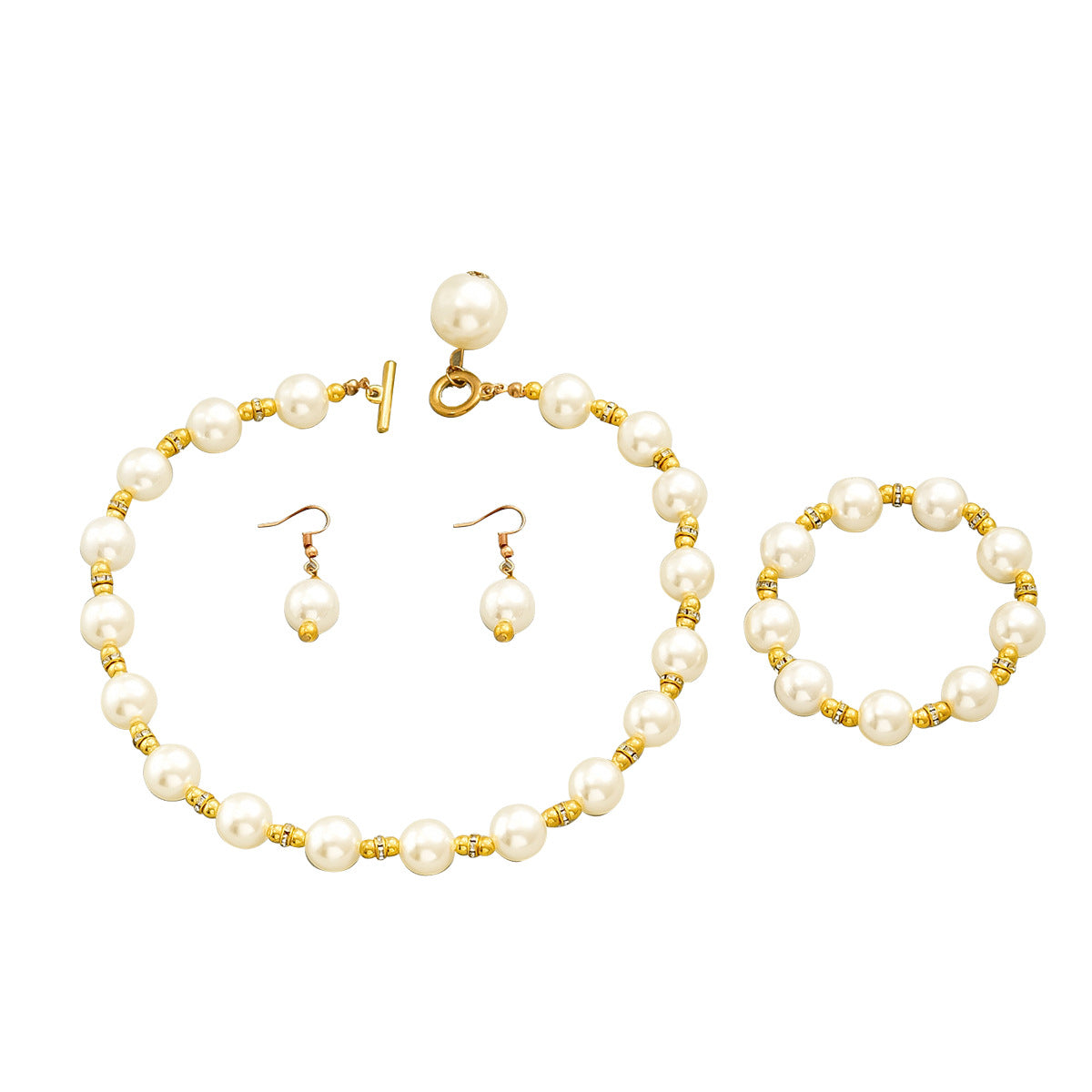 Mother-of-pearl earrings, necklace, and bracelet set