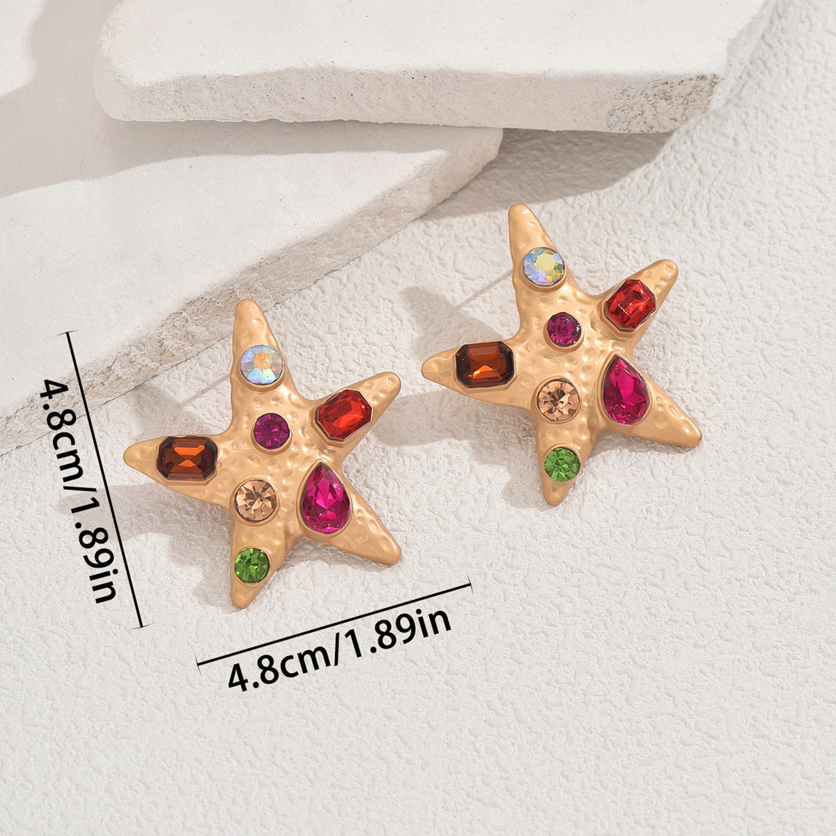 Star-shaped colored diamond earrings