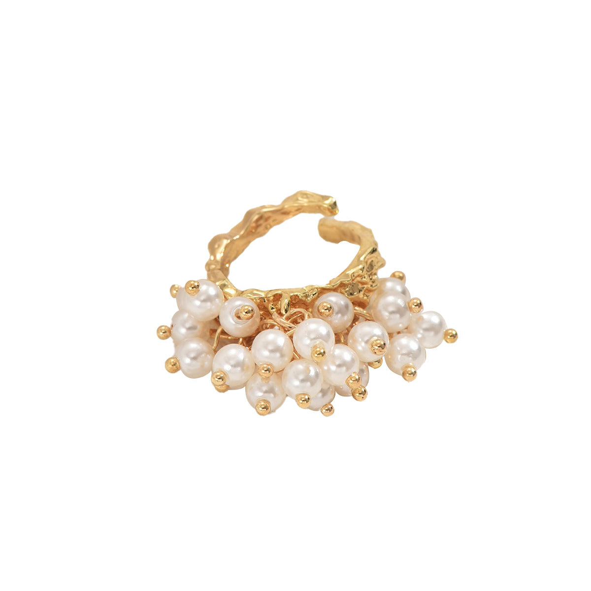 Baroque open pearl inlaid irregular ring
