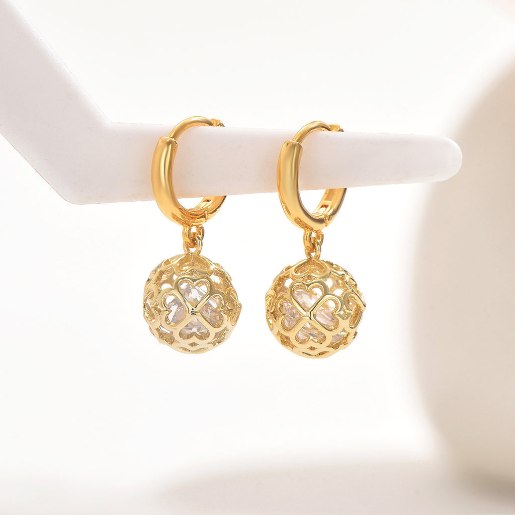 Geometric inlaid zircon, high-end earrings