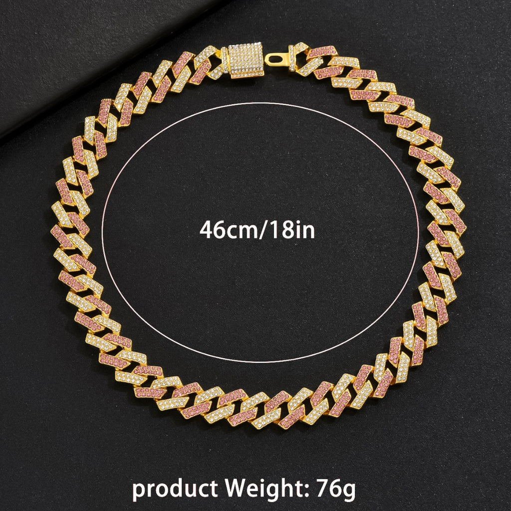 eStylish double-row diamond Cuban  necklace