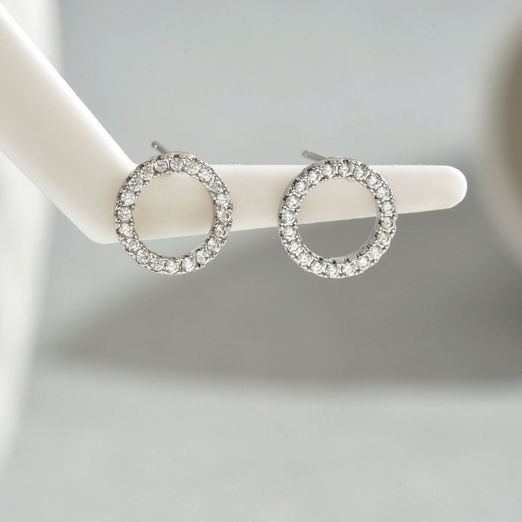 Geometric inlaid zircon, high-end earrings