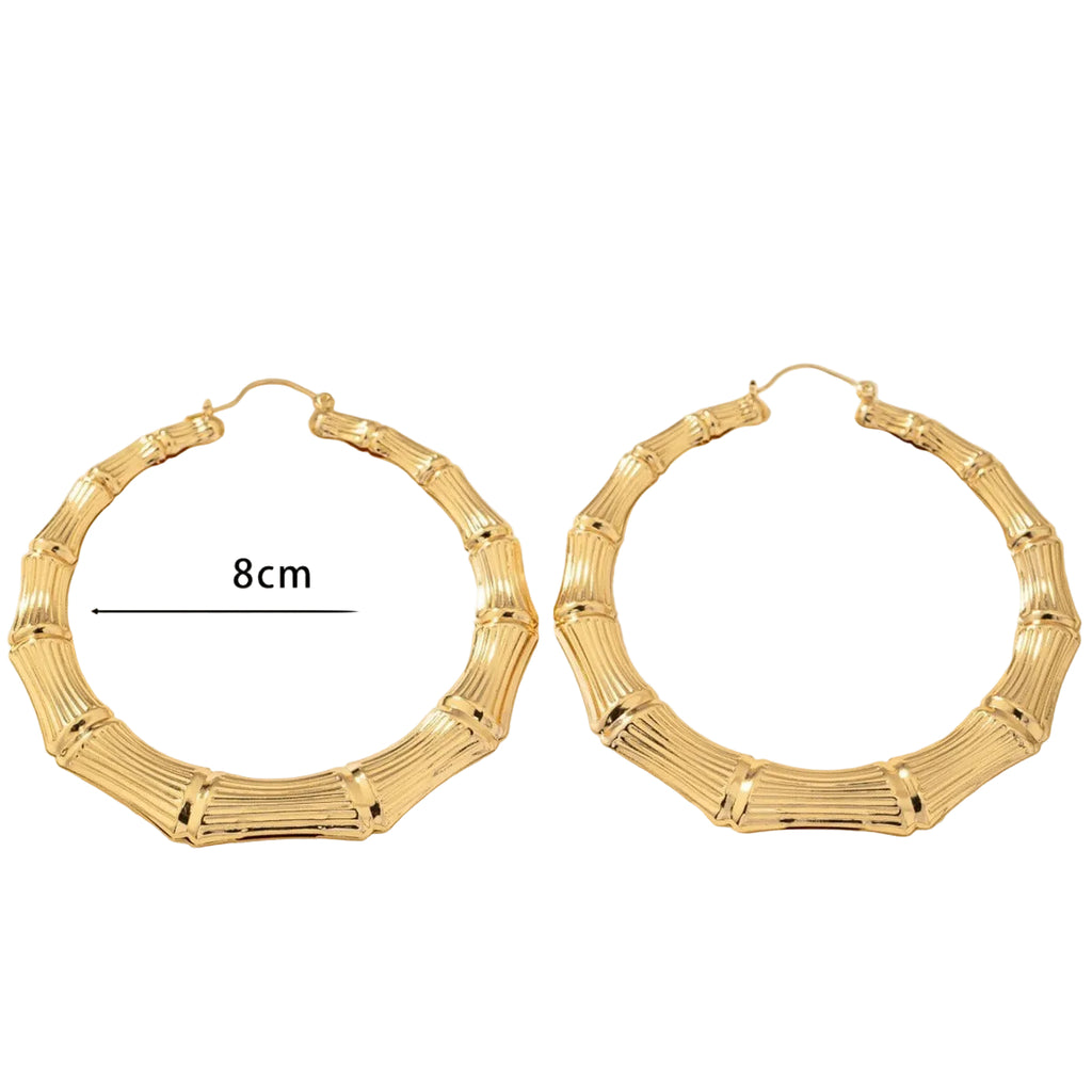 Hip-hop style bamboo-shaped exaggerated earrings