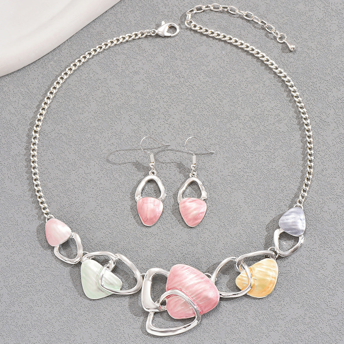 Round teardrop necklace and earrings, irregular clavicle chain set