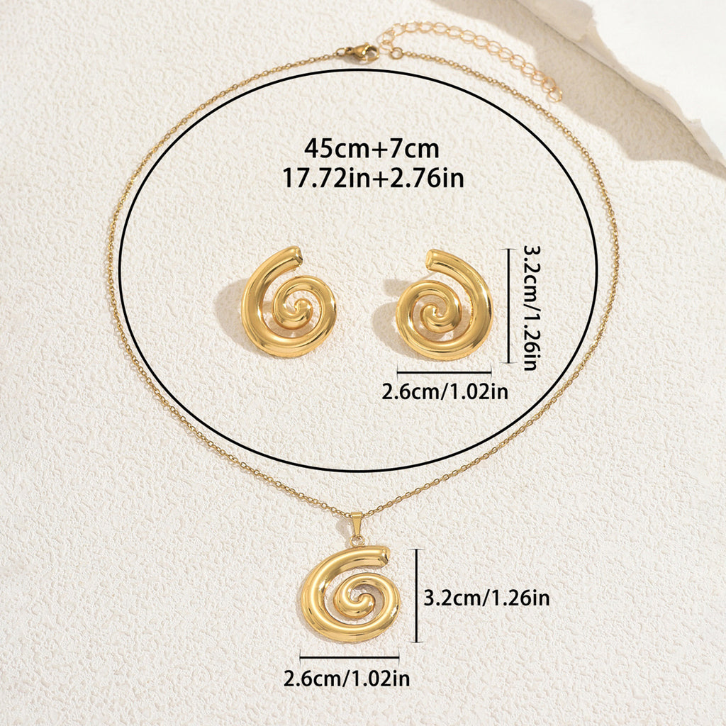 Niche spiral pendant chain, earring set