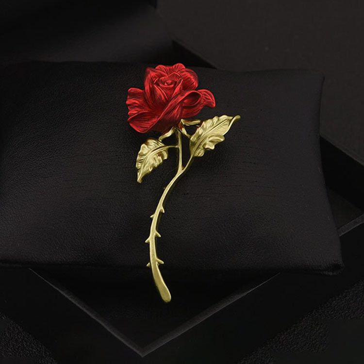 red rose brooch