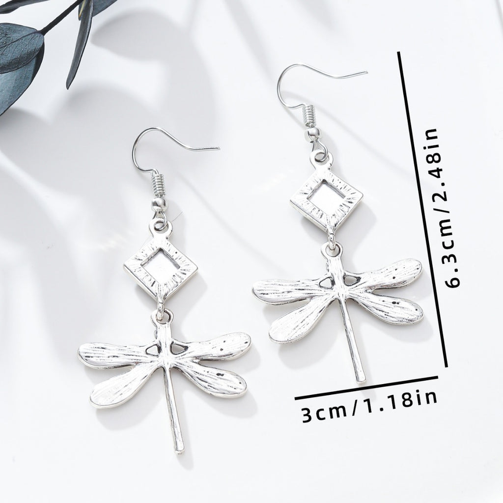 Dragonfly-themed unique oil drop hip-hop earrings