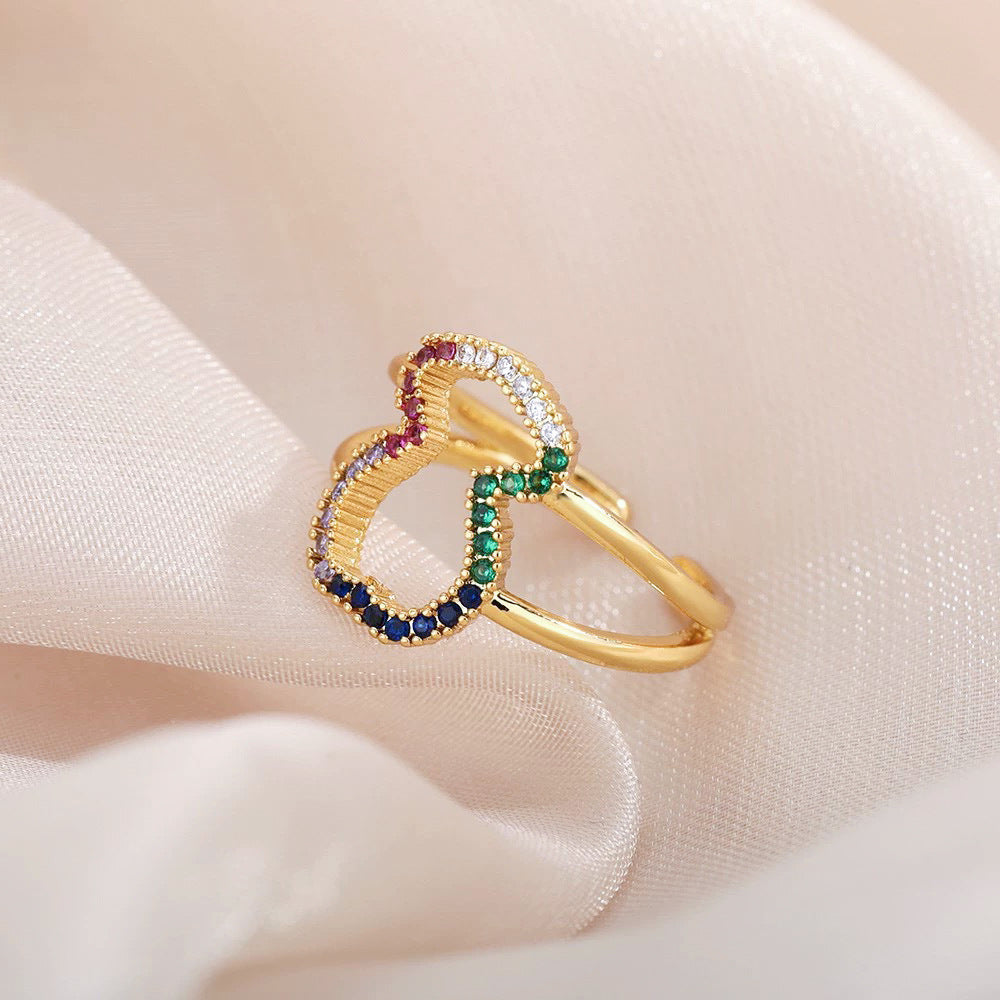 Colored Diamond Pastoral Style Ring