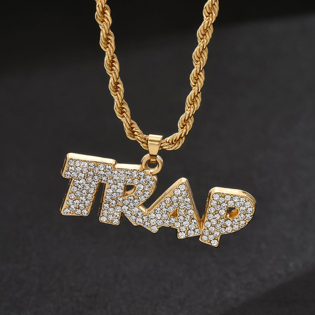 Simple and unique necklace with letters and diamonds
