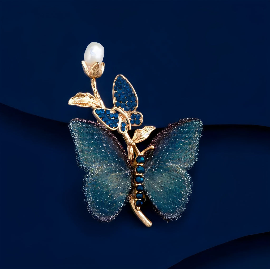 Embroidered butterfly brooch