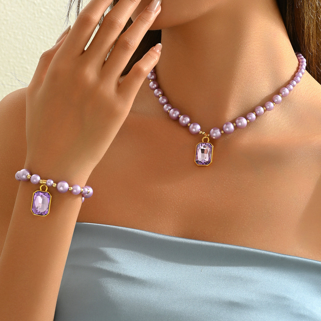 Fashion pearl necklace and bracelet set