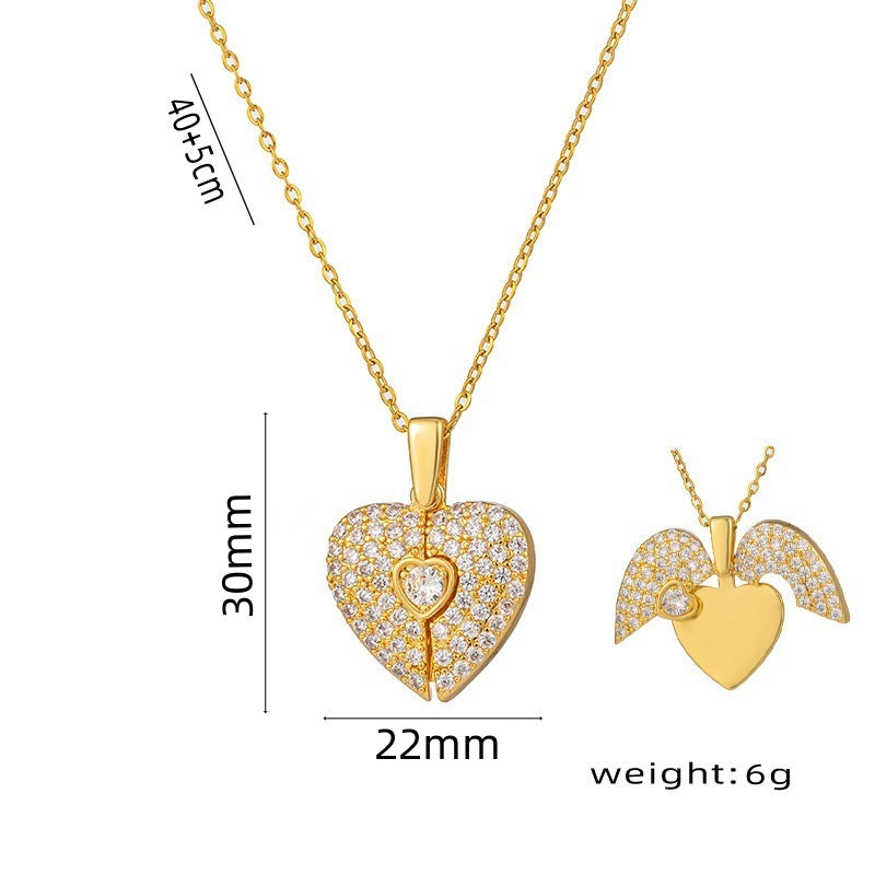 Heart-shaped opening and closing titanium steel clavicle necklace