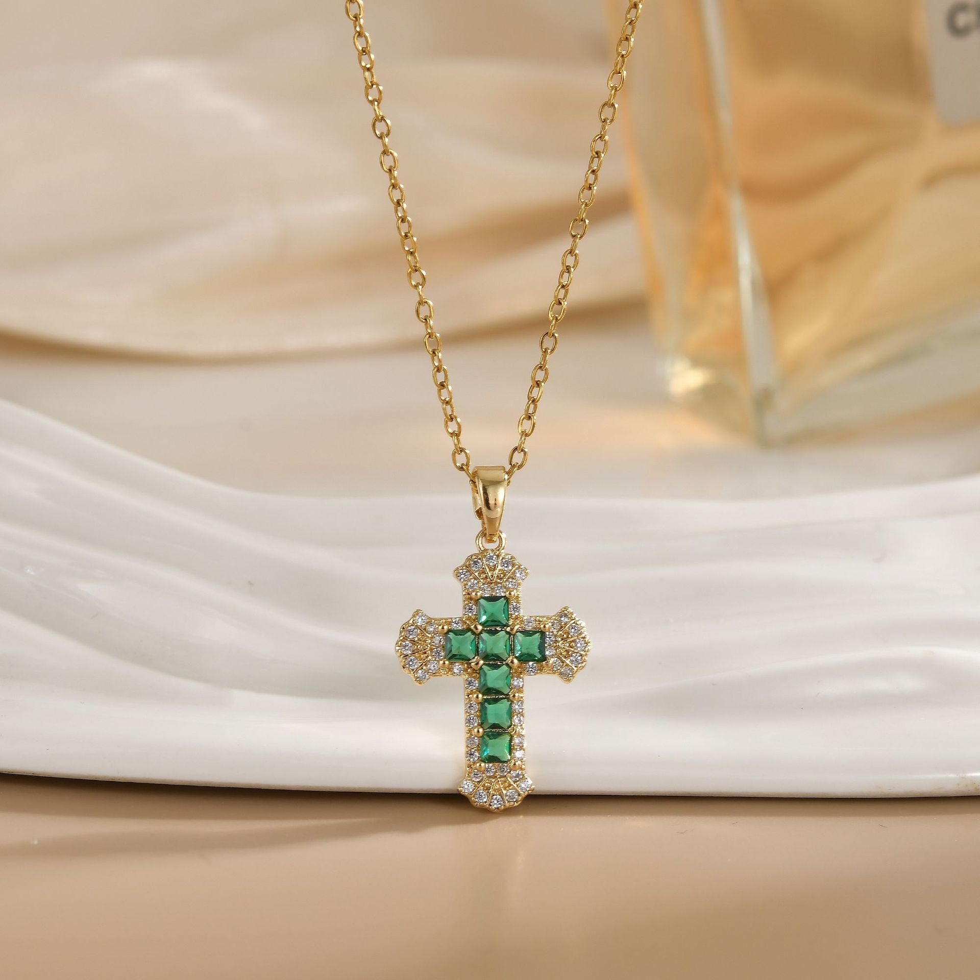 Vintage copper cross necklace