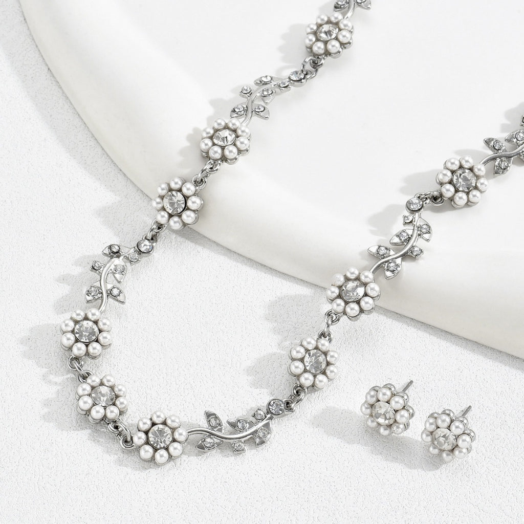 Personalized Pearl Necklace and Earring Set