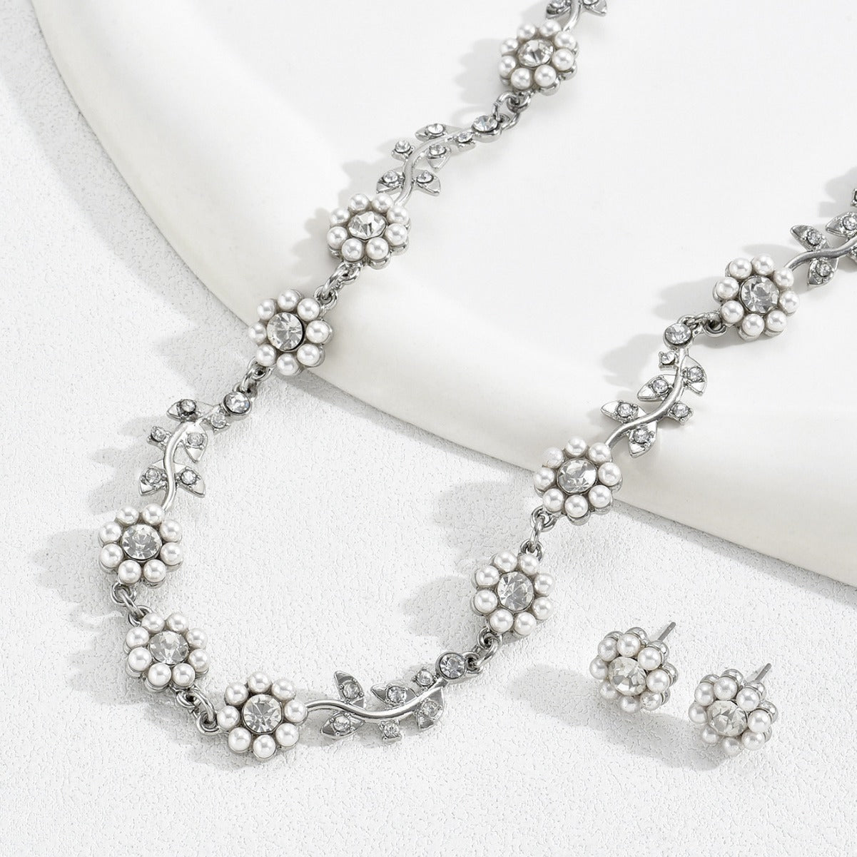 Personalized Pearl Necklace and Earring Set