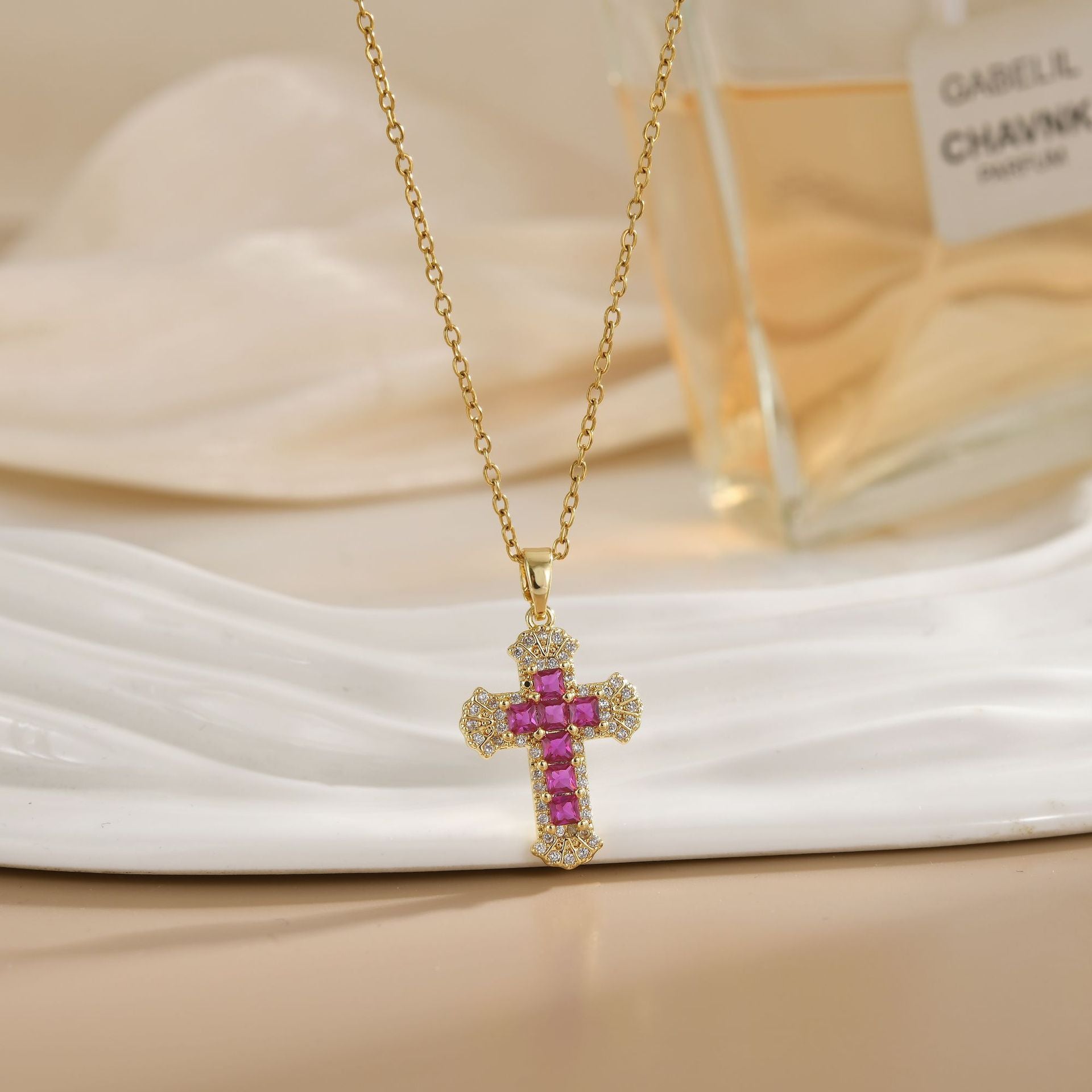 Vintage copper cross necklace