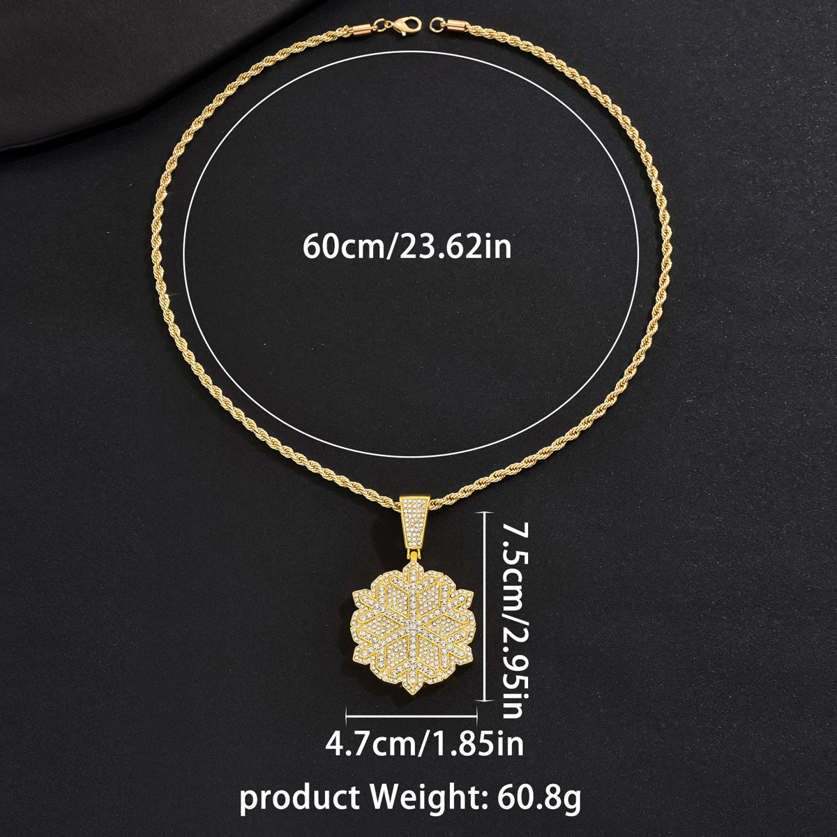 Snowflake-shaped Cuban necklace with full diamonds.