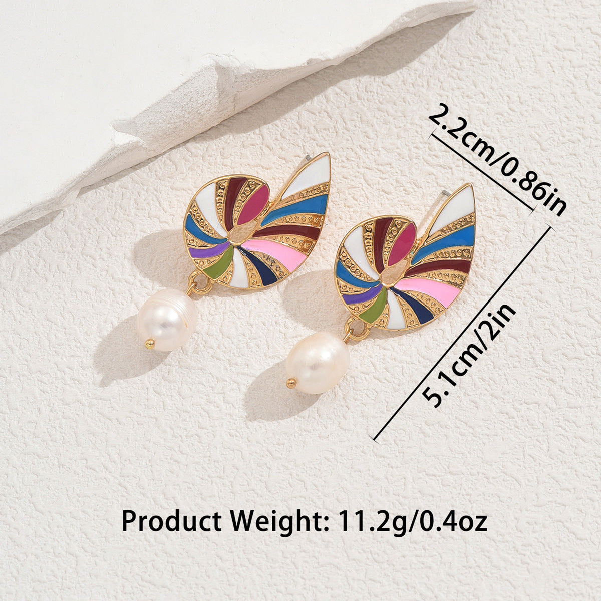 Colorful Shell and Pearl Elegant Earrings