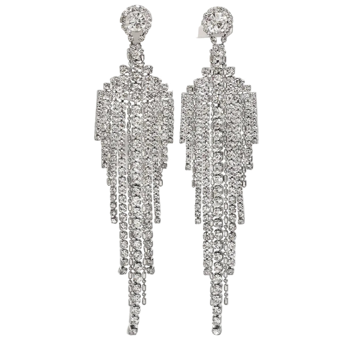Long tassels, earrings inlaid with rhinestones