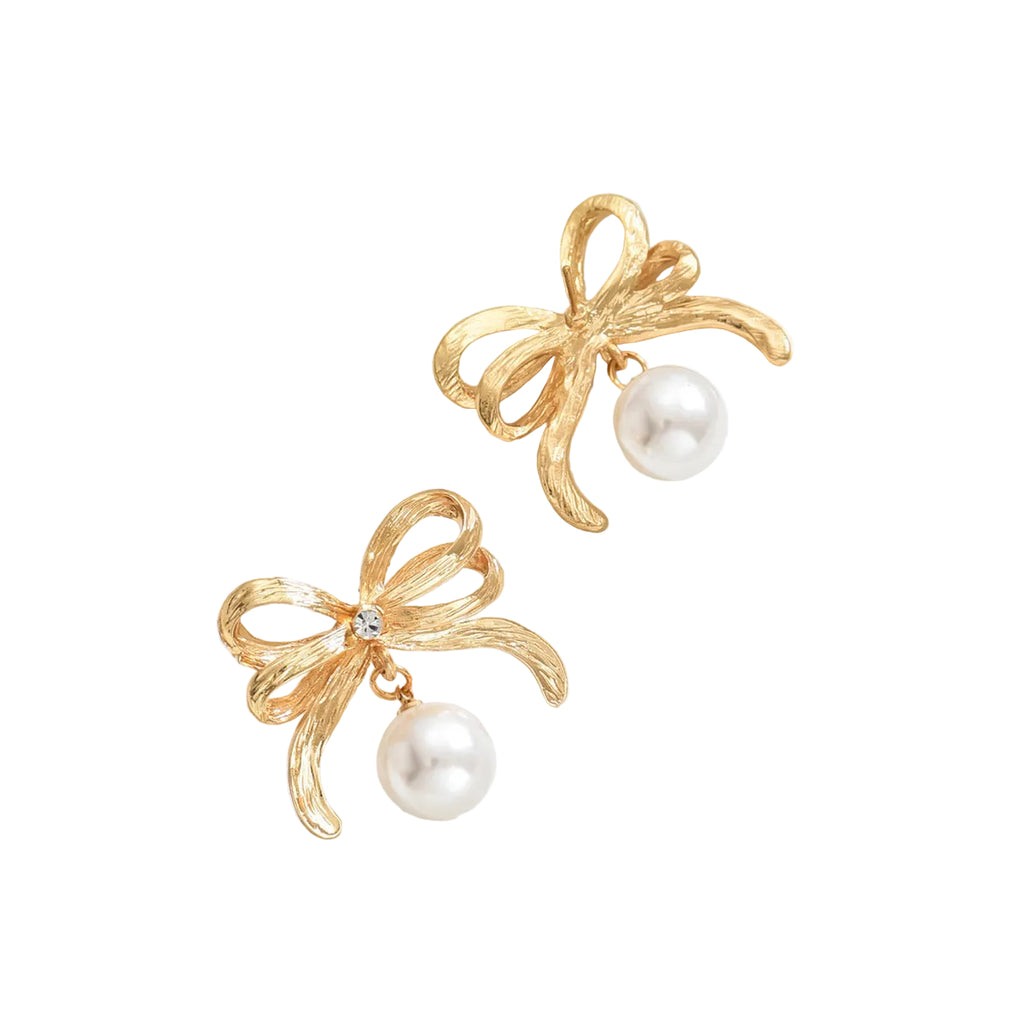 New Bowknot Pearl Inlaid High-End Earrings