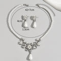 Retro pearl necklace with zircon plum earrings set