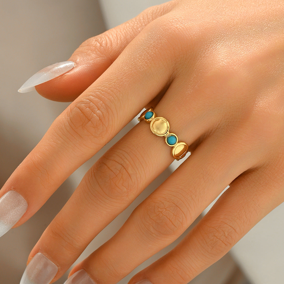 Vintage turquoise multi-layered open ring