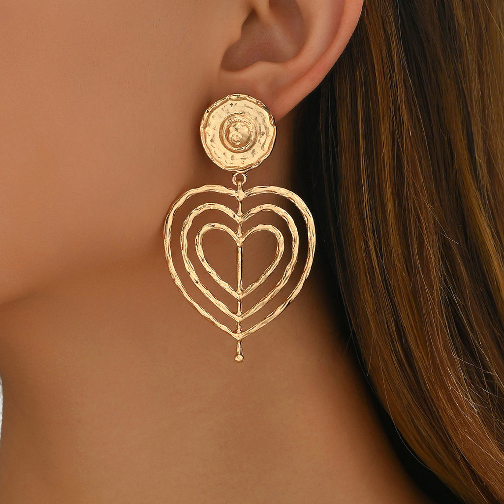 Heart-shaped multi-layered high-end earrings