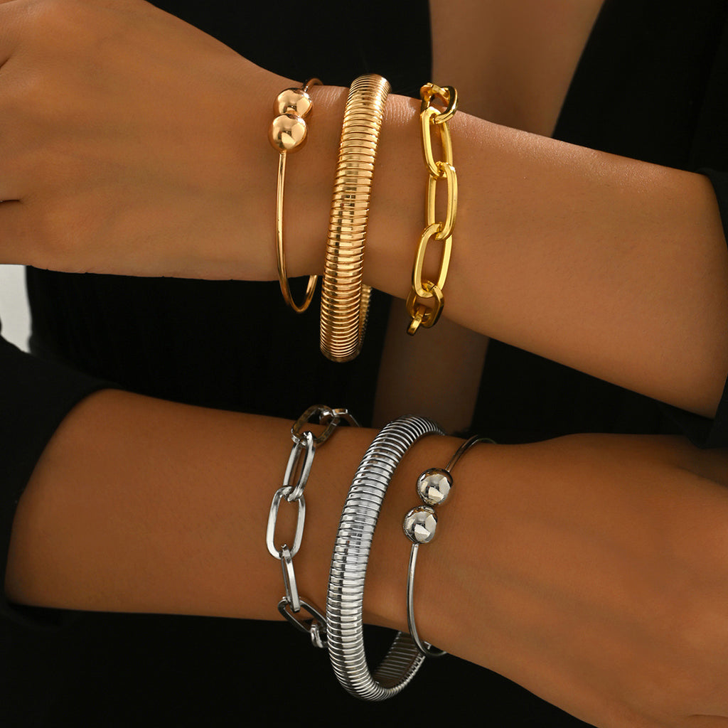 Geometric metal woven high-end bracelet jewelry set