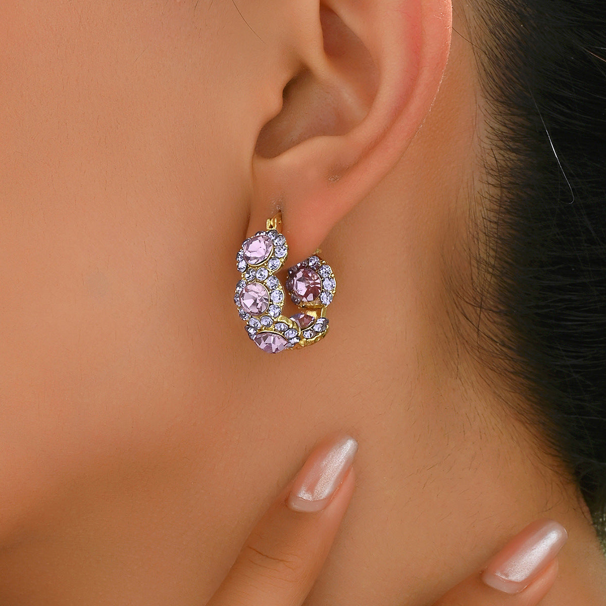 Niche Fashion Purple Zircon Earrings