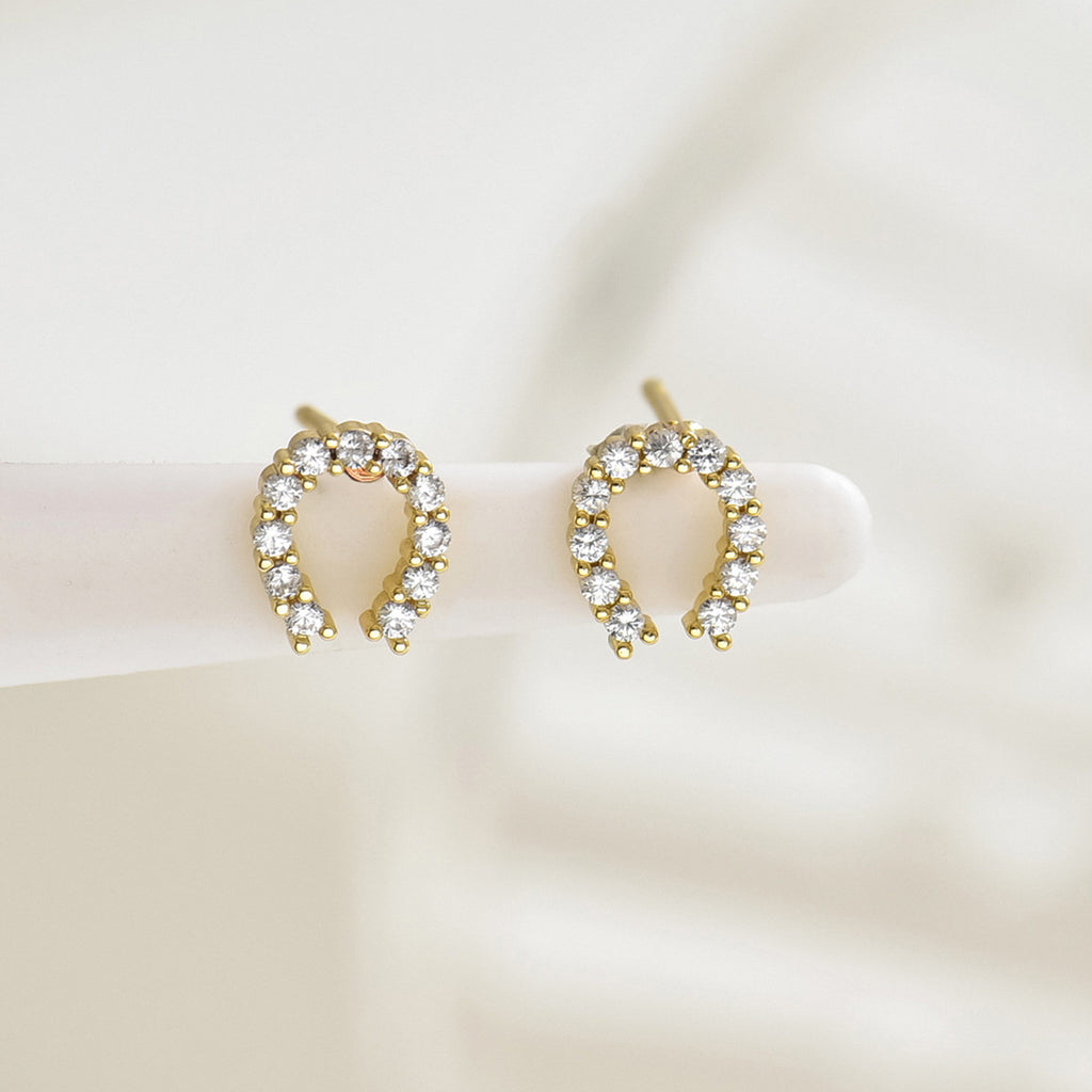 Horseshoe-shaped zircon high-end earrings