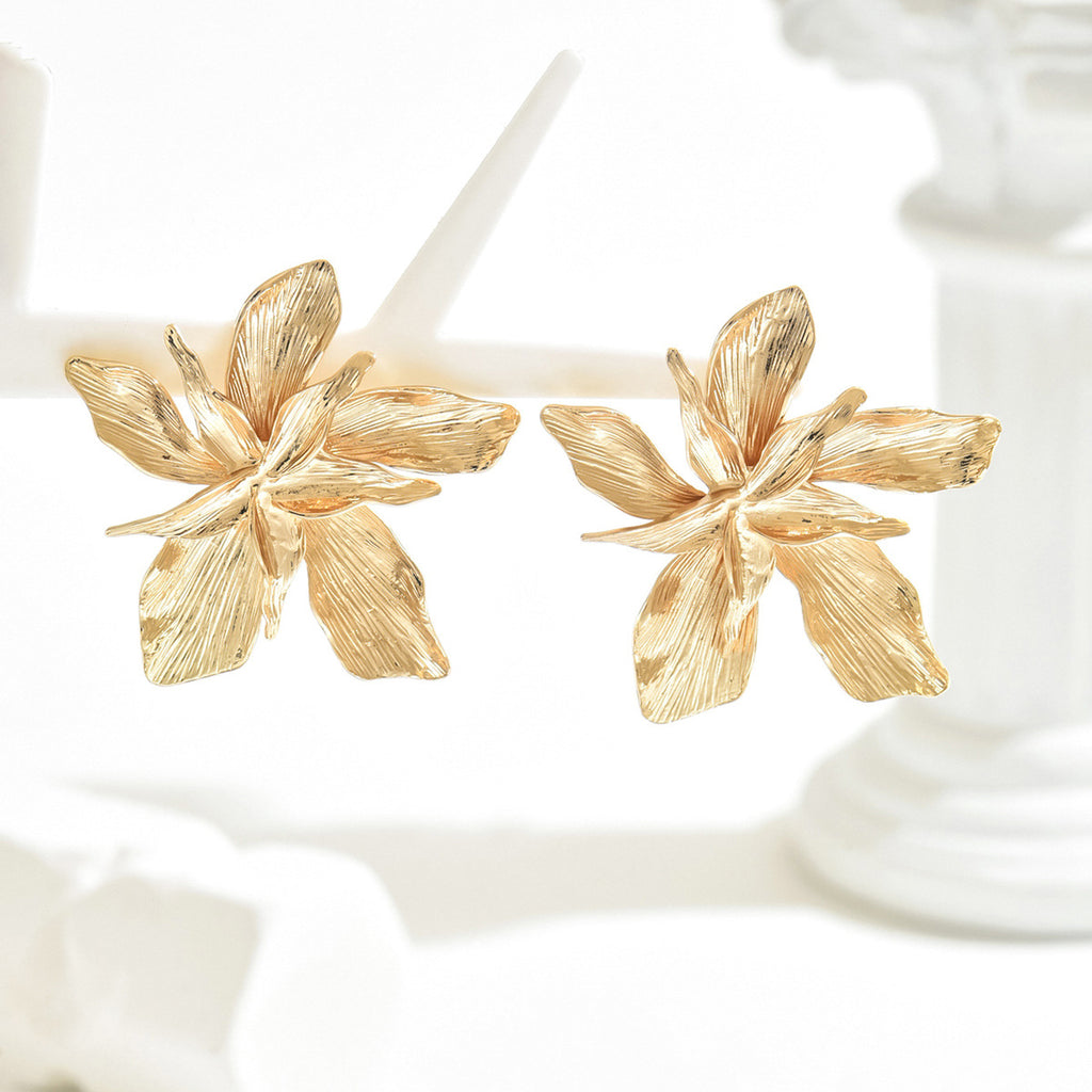 Five-petal flower double-layer earrings
