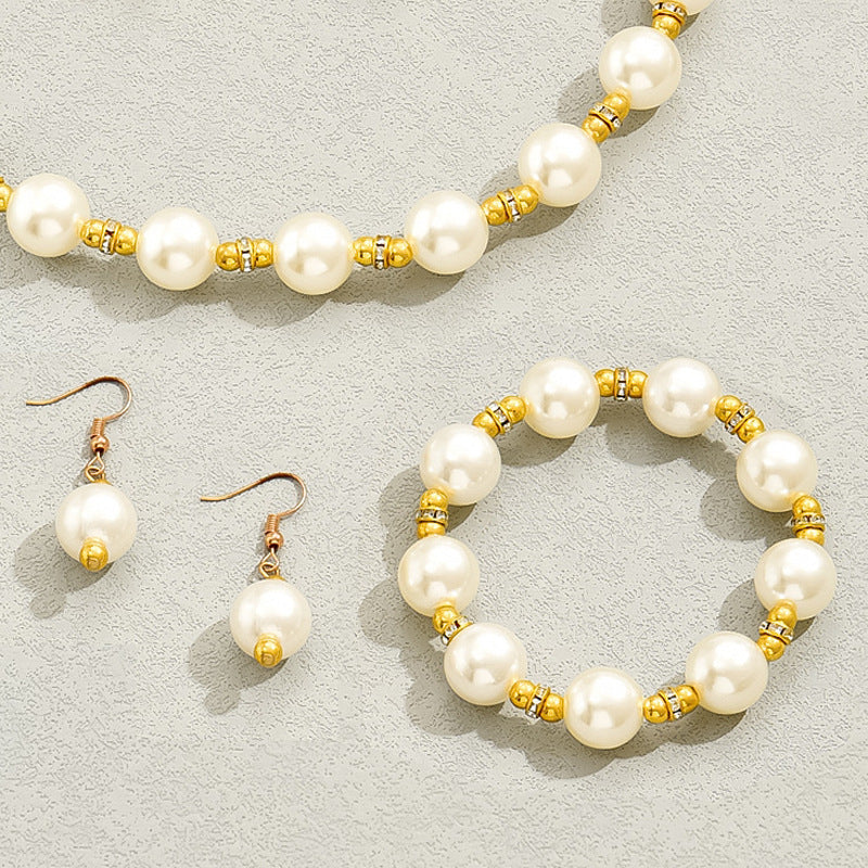 Mother-of-pearl earrings, necklace, and bracelet set