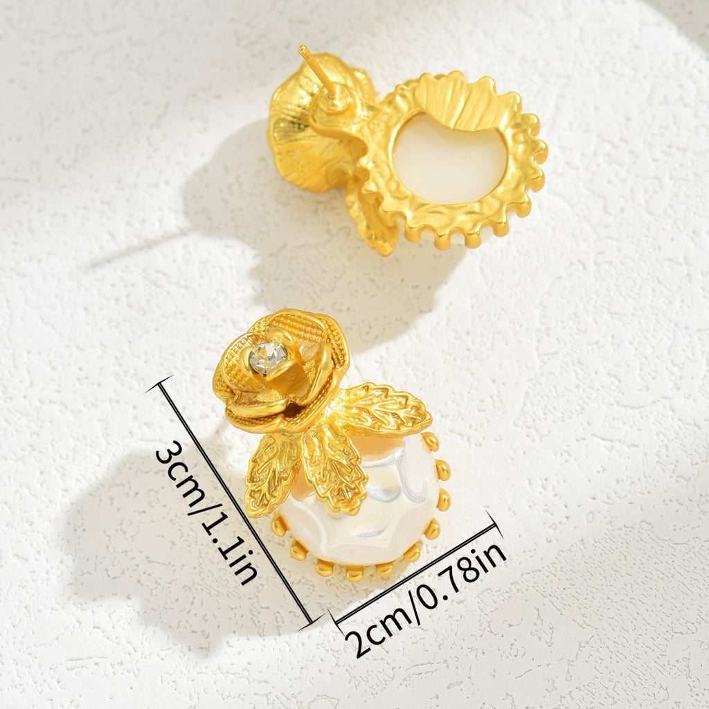 Rose-shaped zircon petal earring
