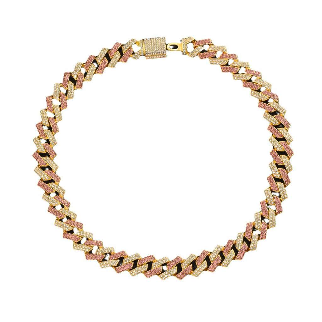 eStylish double-row diamond Cuban  necklace