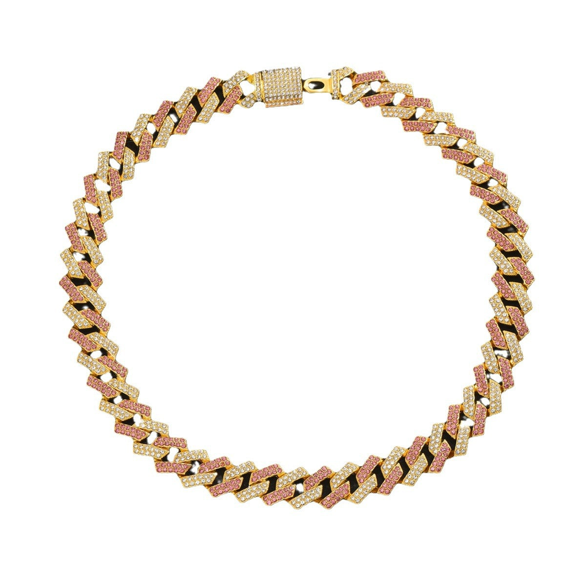 eStylish double-row diamond Cuban  necklace