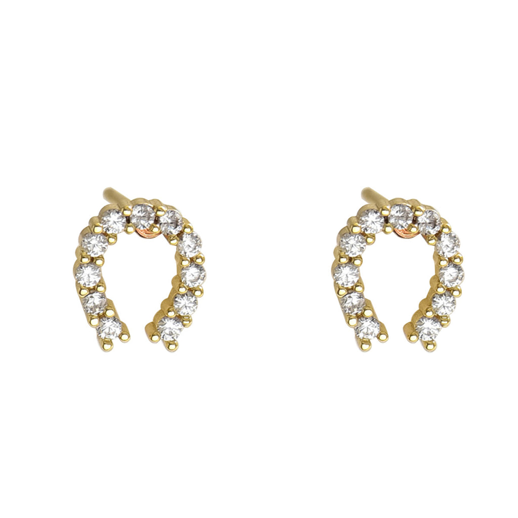 Horseshoe-shaped zircon high-end earrings