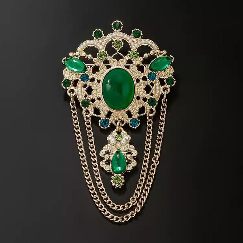 Broche de borla esmeralda