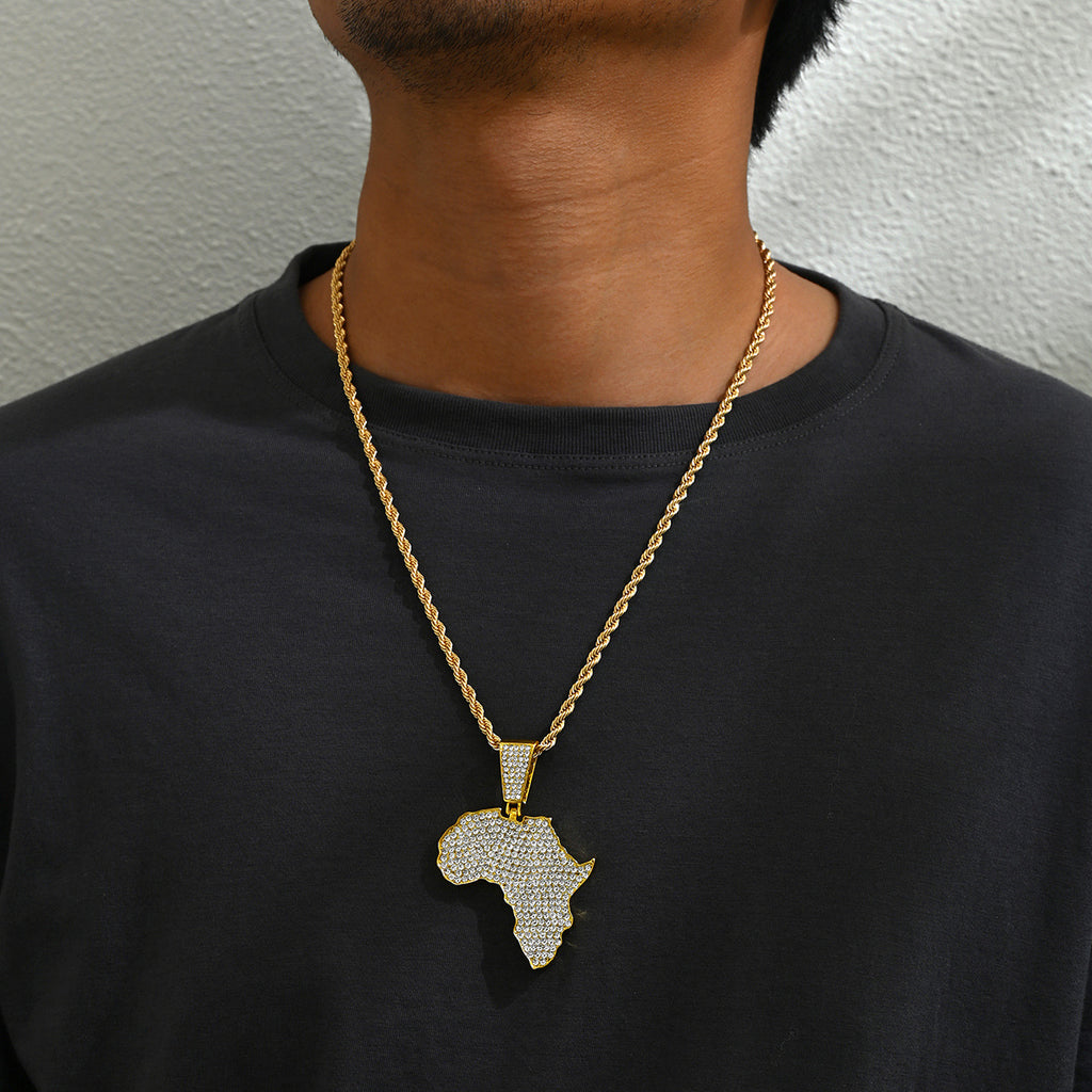 Personalized map pendant Cuban necklace for men