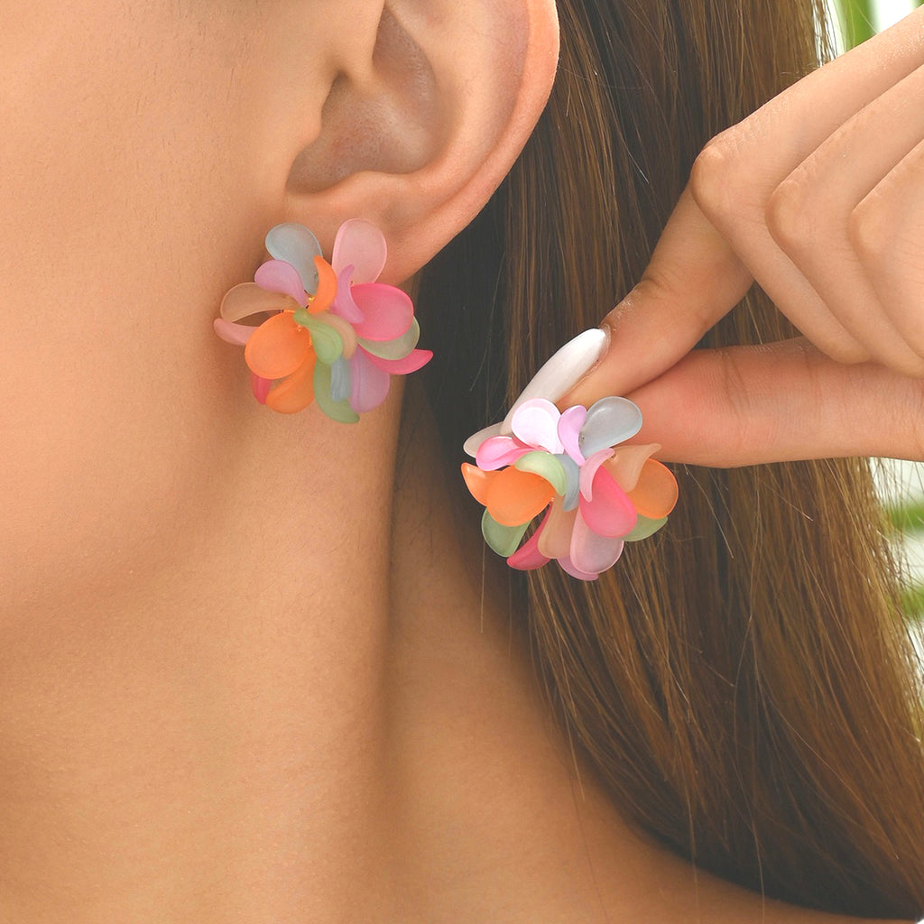 Colorful petal acrylic sweet forest earrings